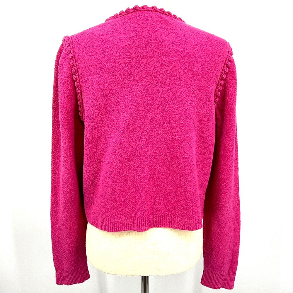 J Crew Womens Cardigan M Pink Gold Parisian Office Career Dressy Boucle Feminine - Picture 6 of 8
